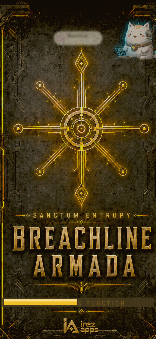 Breachline Armada title screen with the Sanctum Entropy emblem and irezapps logo