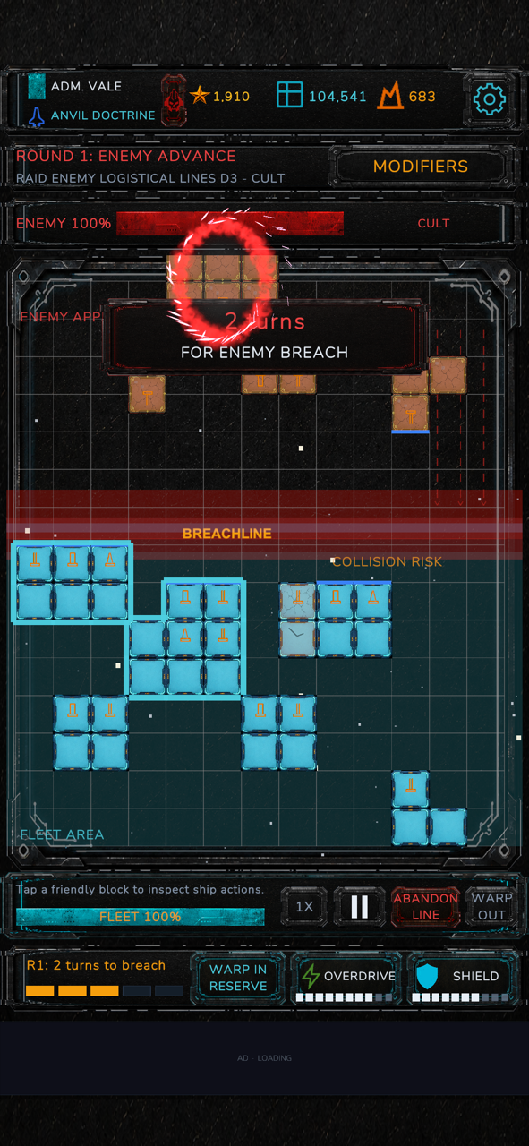 Breachline Armada battle screenshot with modular ships crossing the Breachline
